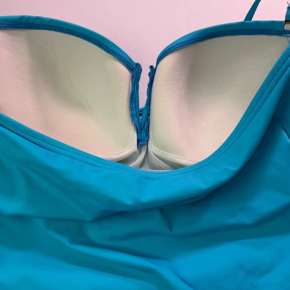 Tommy Bahama Womens Turquoise Ruched One Piece Swimsuit TSW31024P Size 10